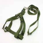 Army Green Rope Puppy Pet Dog Side Release Buckle Harness Leash Collar 1 1m