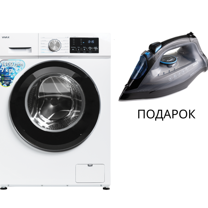 МАШИНА ЗА ПЕРЕЊЕ VIVAX WFL 140712CI+ПЕГЛА VIVAX IR2600CB